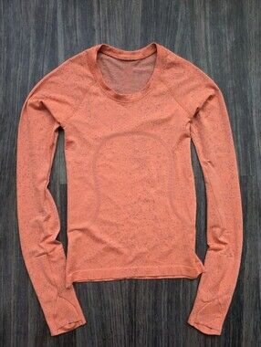 ​LULULEMON Swiftly Tech Orange Heathered Long Sleeve Workout Top 4